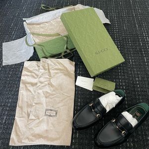 Black leather Gucci loafers